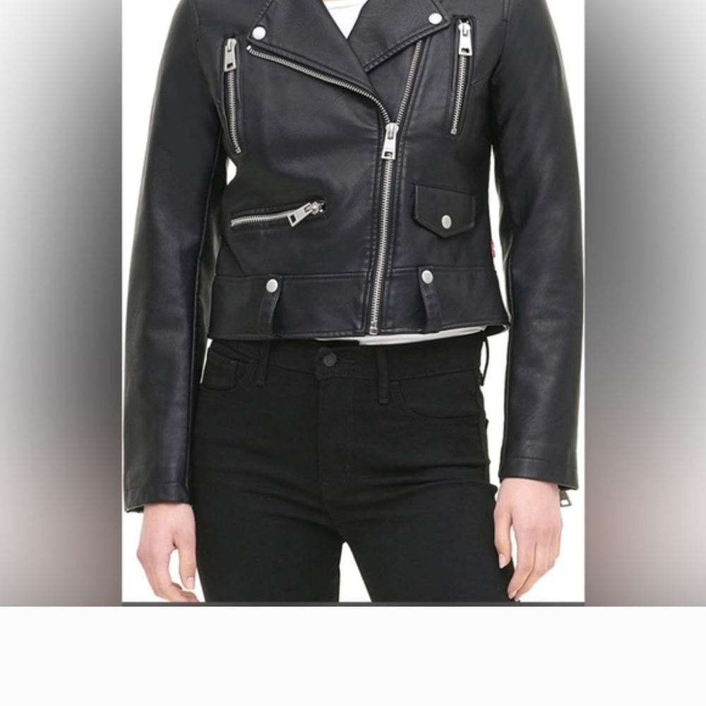 Levi's Black Faux Leather Moto Jacket L